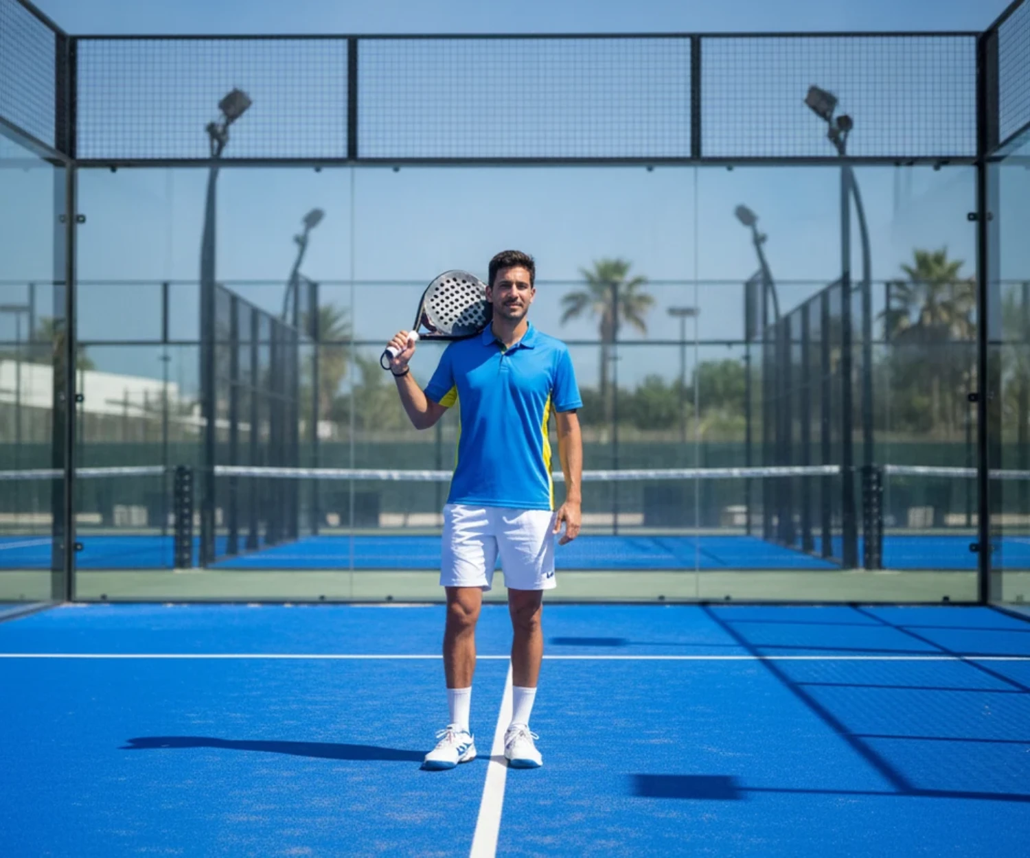 Joueur de padel confiant sur le court, classement padel FFT