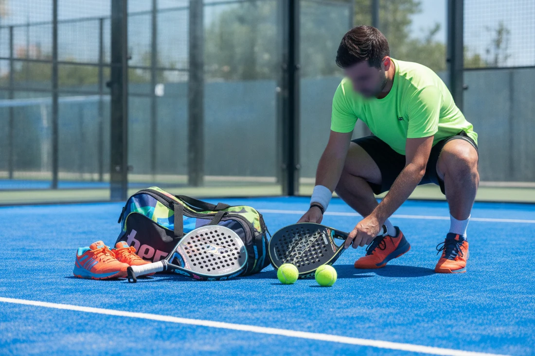 Materiel de padel raquettes et sac pret pour un joueur sponsorise