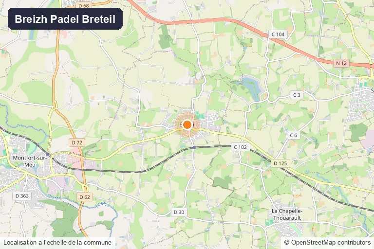Carte de situation de Breizh Padel à Breteil