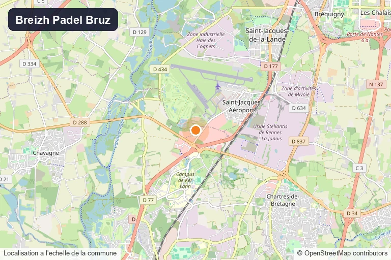 Carte de situation de Breizh Padel à Bruz