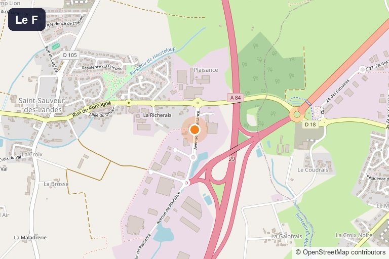 Carte de situation du club de padel Le F à Saint-Sauveur-des-Landes