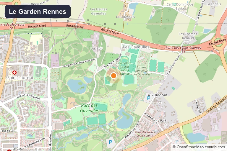 Carte de situation du club de padel Le Garden à Rennes