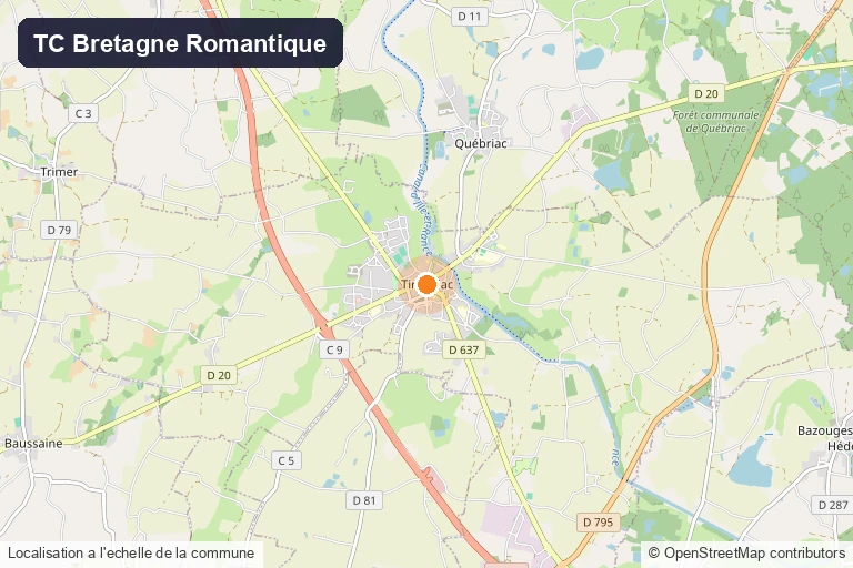 Carte de situation du TC Bretagne Romantique à Tinténiac