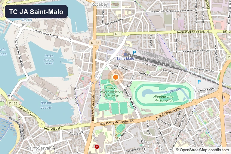 Carte de situation du TC JA Saint-Malo, avenue de Marville
