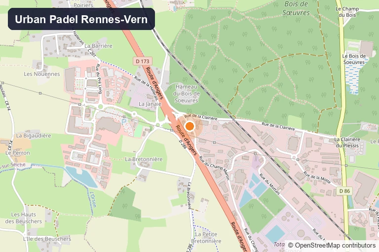 Carte de situation d'Urban Padel Rennes-Vern à Vern-sur-Seiche