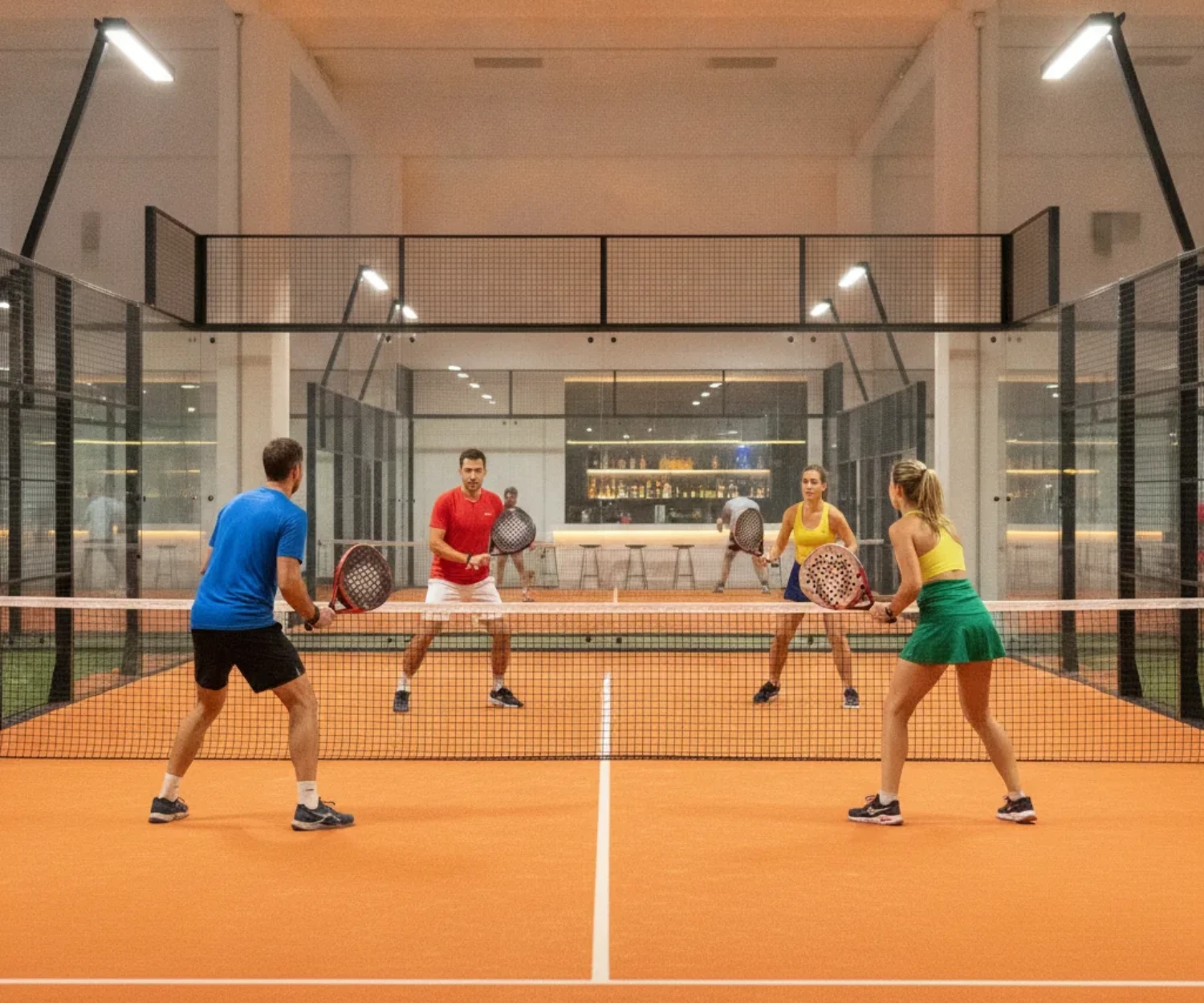 Clubs de padel en Ille-et-Vilaine : interieur d un complexe indoor avec plusieurs pistes