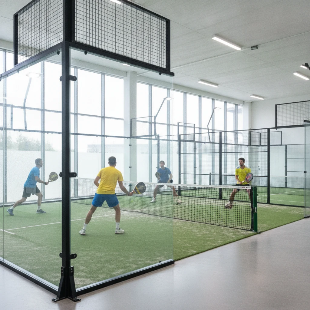 Padel sur la côte d'Émeraude : partie en double sur une piste couverte près de Saint-Malo