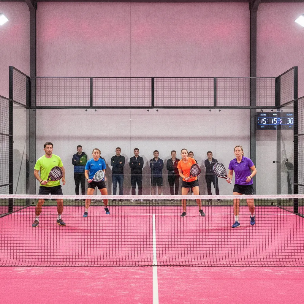Tournoi P25 de padel dans le 35 : match en double devant des spectateurs