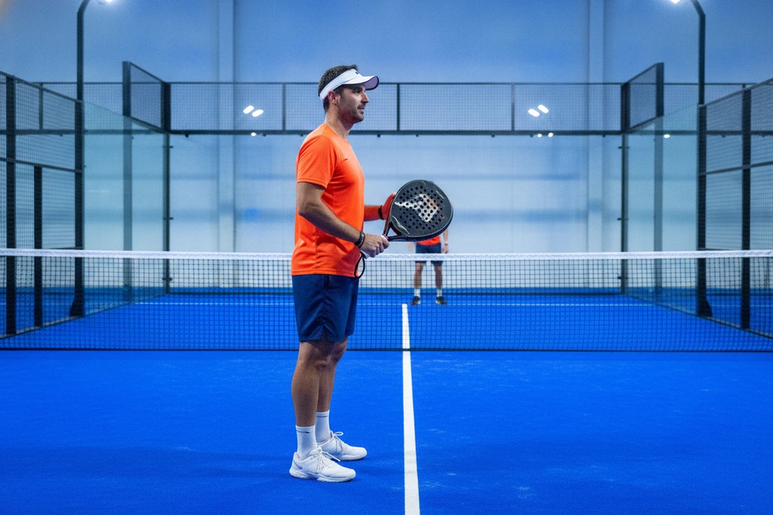 Joueur de padel raquette à la main, choisir entre padel ou pickleball selon son profil