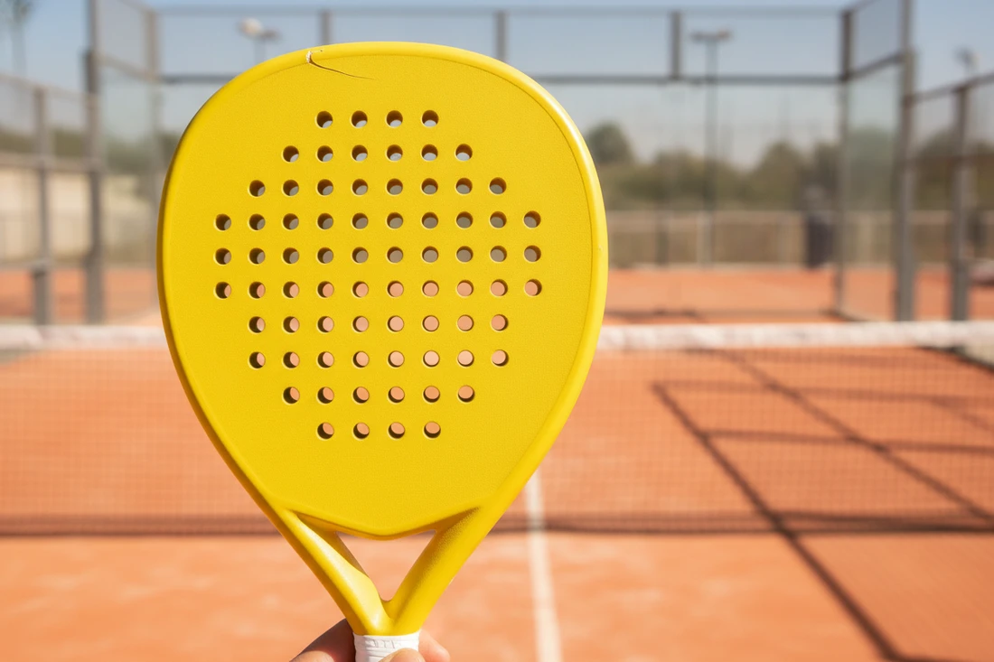 Raquette de padel fissuree sur le cadre, signe qu'il faut la changer