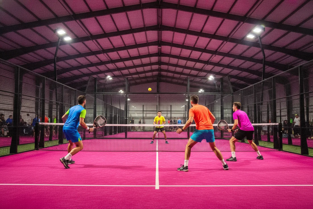 Double de padel indoor sur sol rose, calcul du classement des deux joueurs d'une paire