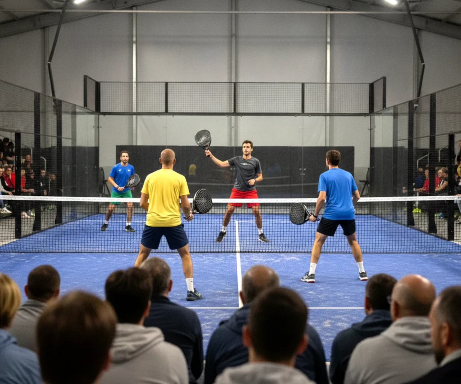 Point de double devant les tribunes pleines pendant le championnat de France de padel